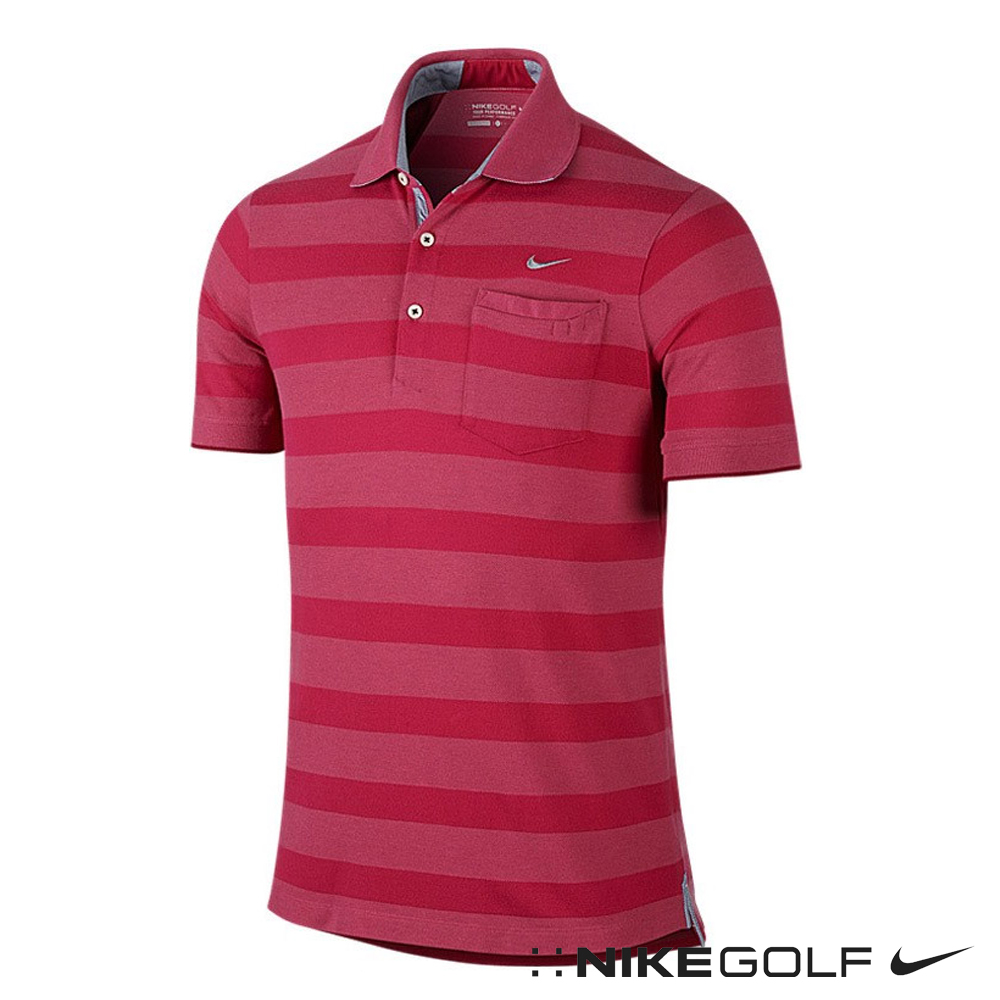 NIKE GOLF 休閒排汗橫紋短袖POLO衫-紅653783-693