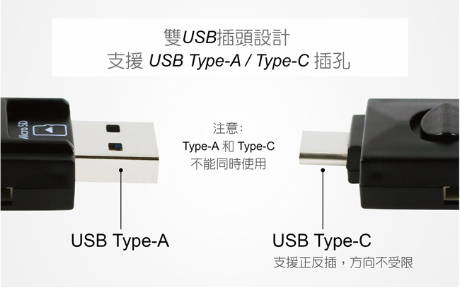伽利略 USB3.0 Type-C + A 雙介面OTG讀卡機