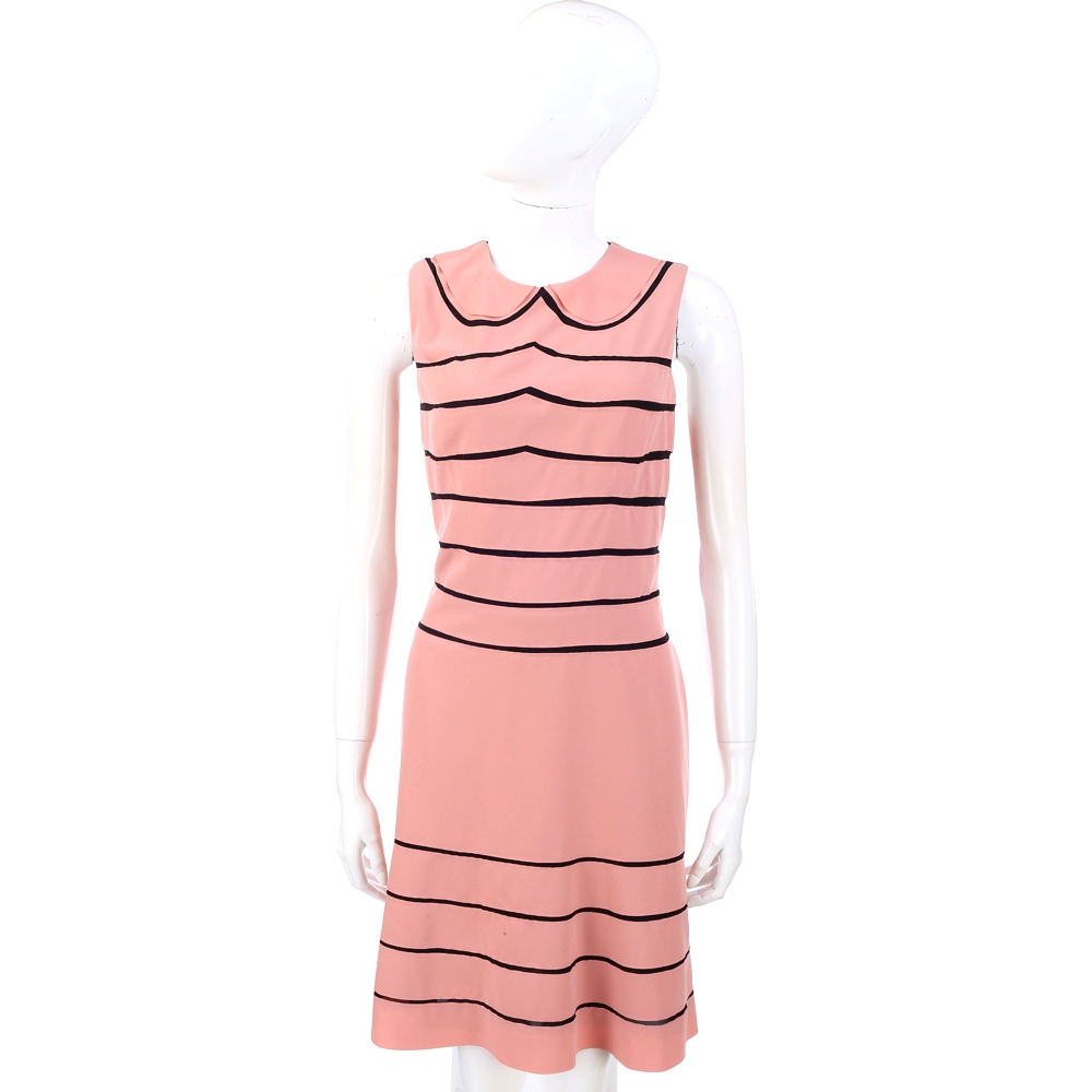 MOSCHINO 手繪條紋造型無袖洋裝(粉紅色)