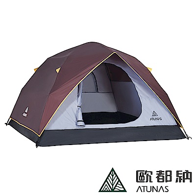 【ATUNAS 歐都納】戶外/登山/休閒4-5人單門快速露營帳篷 A-TENT1402咖啡