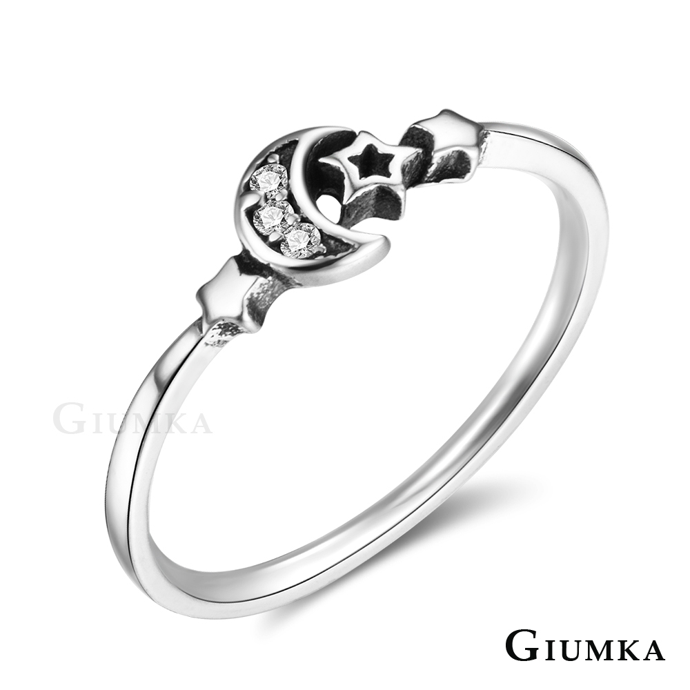 GIUMKA戒指女尾戒純銀戒子星月造型情人節禮物