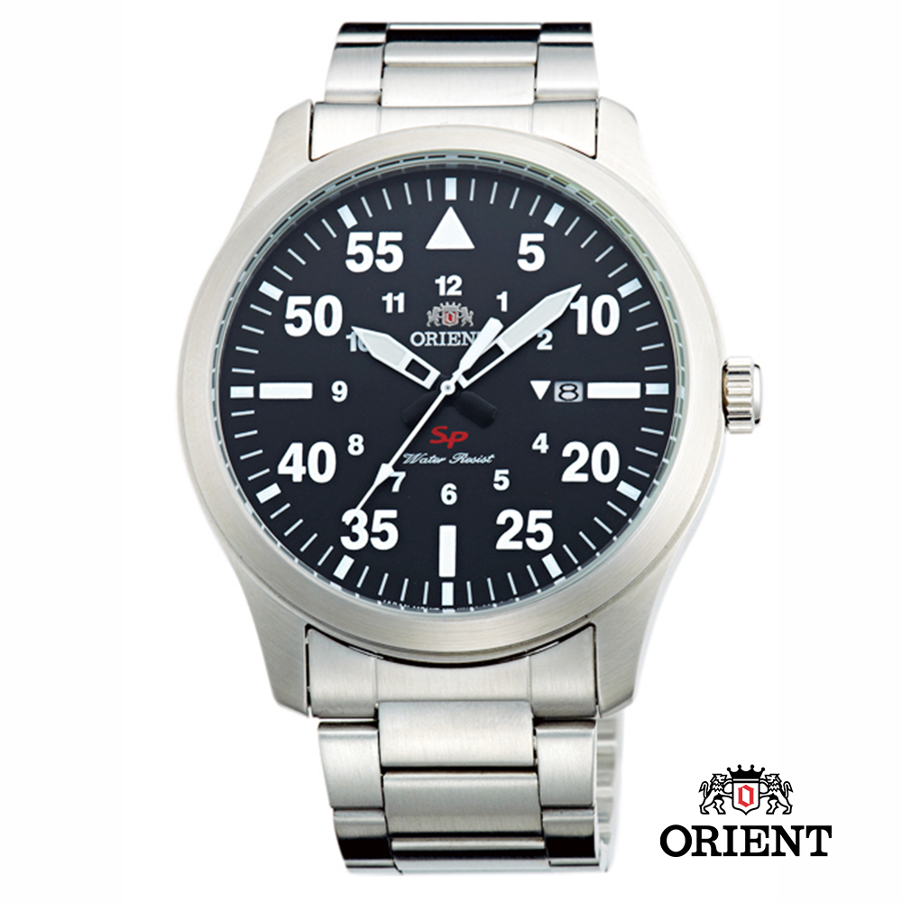 ORIENT 東方錶 SP 系列 飛行運動石英錶-黑色/44mm