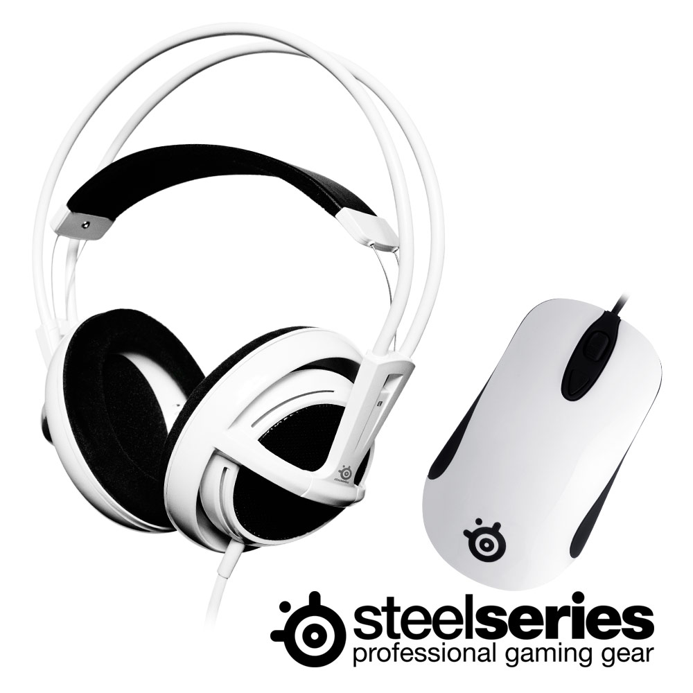 ★SteelSeries Siberia V1 頭戴式耳麥+Kinzu V2滑鼠(無瑕白)