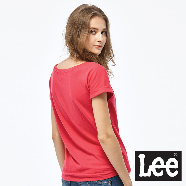 Lee 鎖鏈LOGO短袖圓領TEE-女款-紅