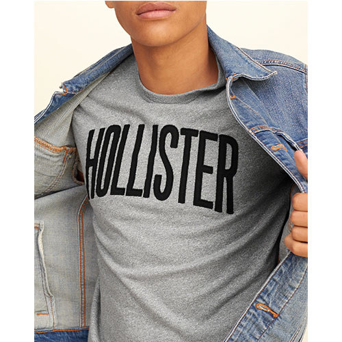 Hollister HCO 海鷗 經典文字設計短袖T恤-灰色
