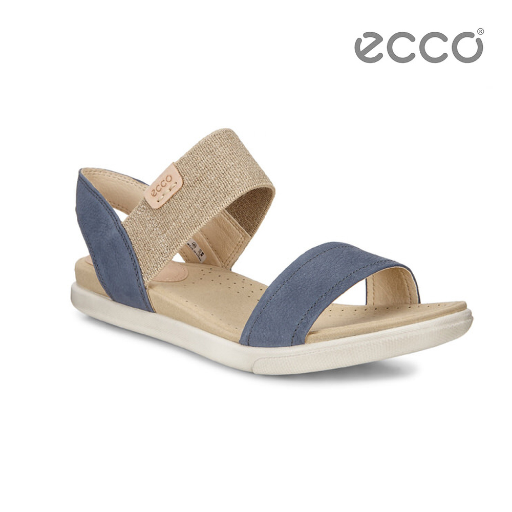 ECCO DAMARA SANDAL 棉麻意象平底涼鞋-藍