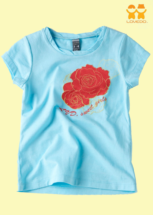 【LOVEDO-艾唯多童裝】繽紛花園 玫瑰短袖T恤