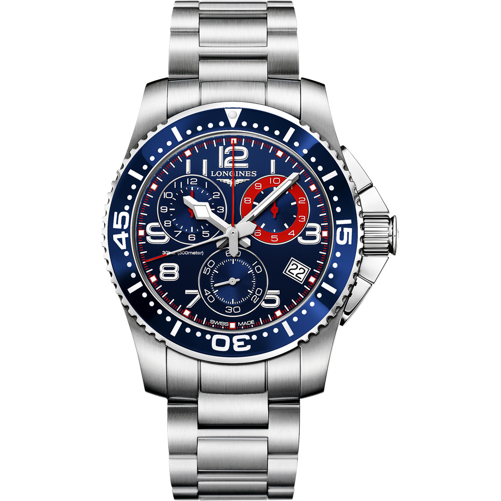 LONGINES 浪琴 官方授權 Hydro Conquest 300米潛水計時腕錶-藍/41mm L3.690.4.03.6