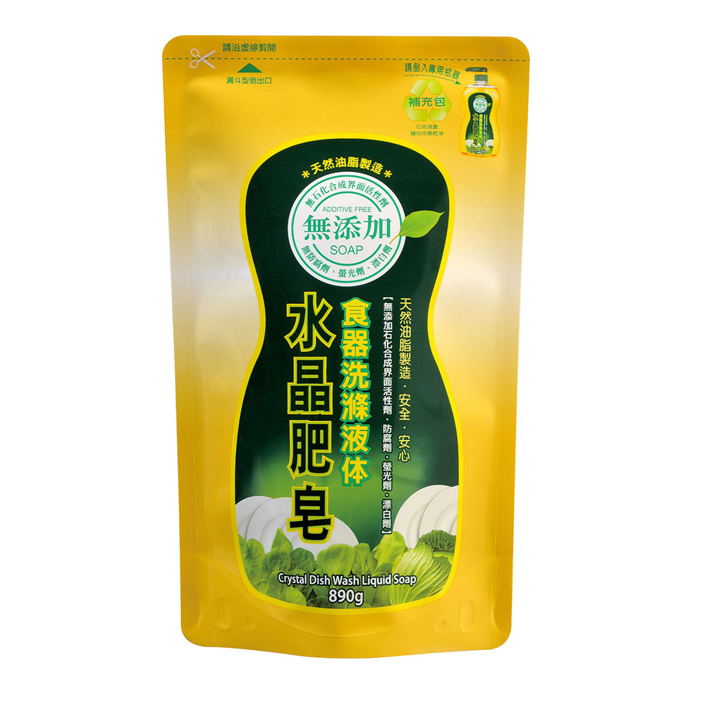 南僑水晶肥皂食器洗滌液体補充包890ml(增量版)