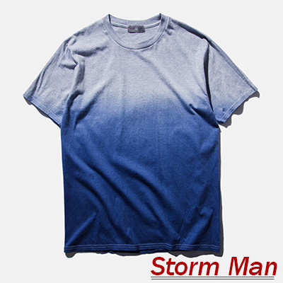 清新簡約無印花漸層純棉短袖上衣 (共三色)-Storm Man