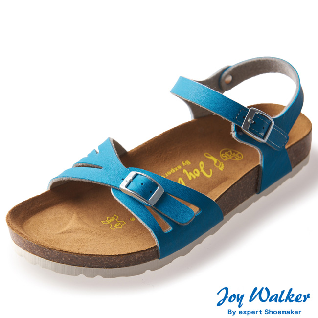 Joy Walker 繽紛色彩一片式平底涼鞋*土耳其藍