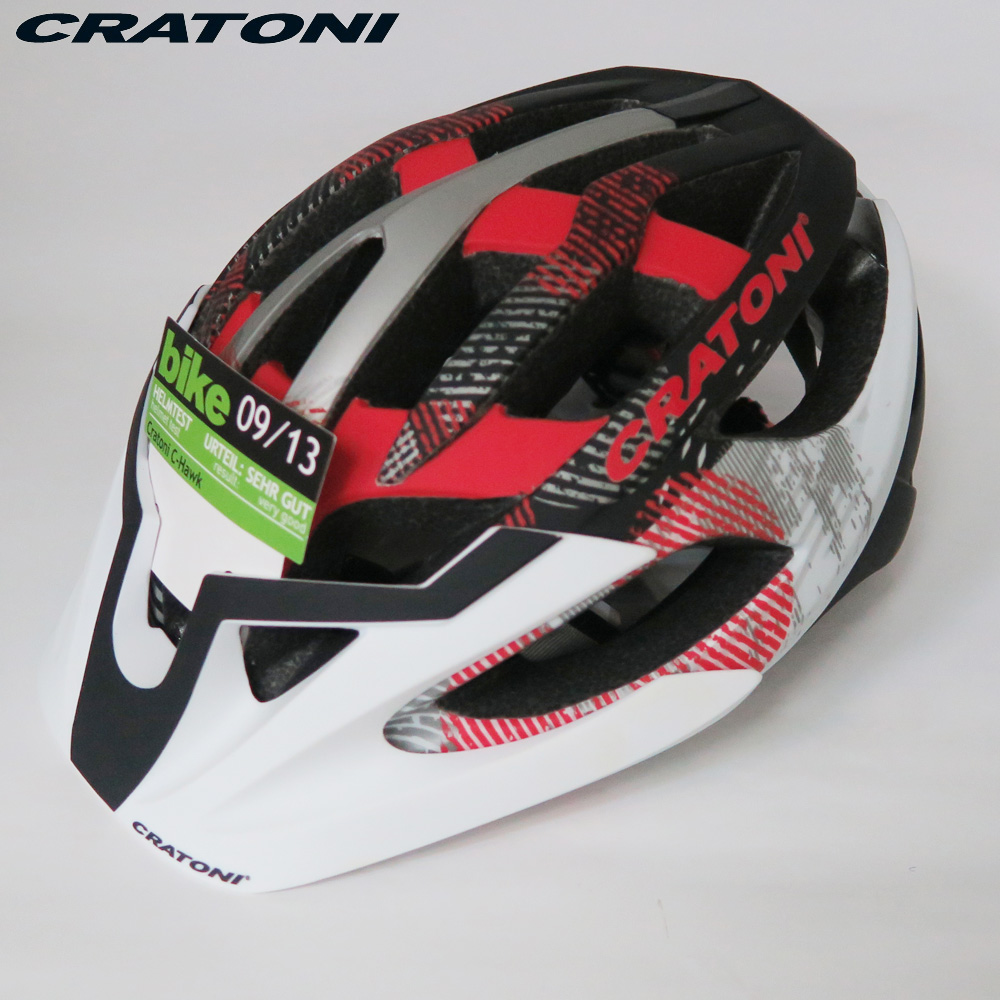 CRATONI 德國專業品牌 C-HAWK 登山車用安全帽-白黑紅