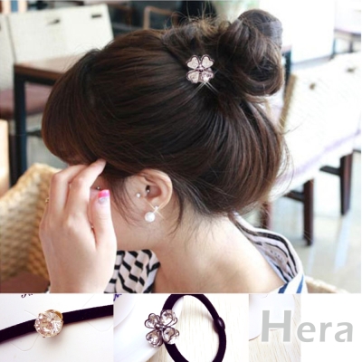 Hera 赫拉 鋯石四葉草大鑽石大彈力髮圈/髮束-兩款