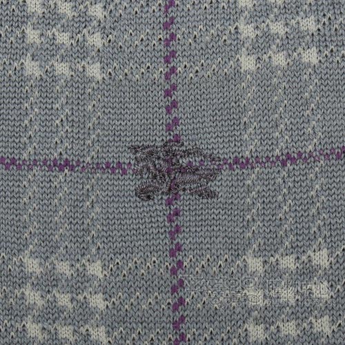 BURBERRY 毛料格紋刺繡戰馬LOGO紳士襪-灰藍/紫色
