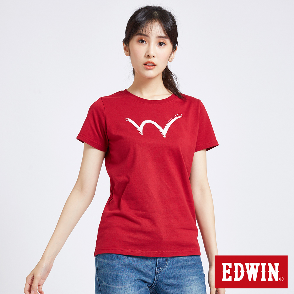 EDWIN 東京系列W反光短袖T恤-女-紅色