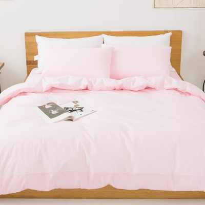 LAMINA 純色-晶粉-純棉四件式被套床包組(加大)
