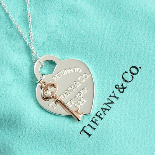 Tiffany&Co. Return to Tiffany 經典愛心玫瑰金鑰匙純銀項鍊