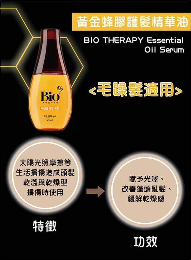 (即期品)Elastine BIO 黃金蜂膠護髮精華乳 80ml(效期至2019/10)