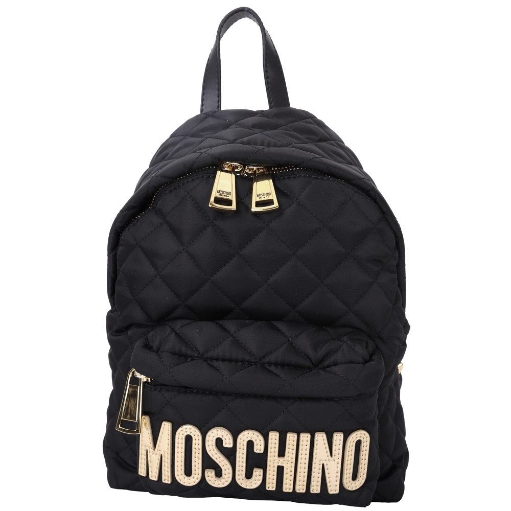 MOSCHINO 菱格車縫尼龍後背包(小/黑色)