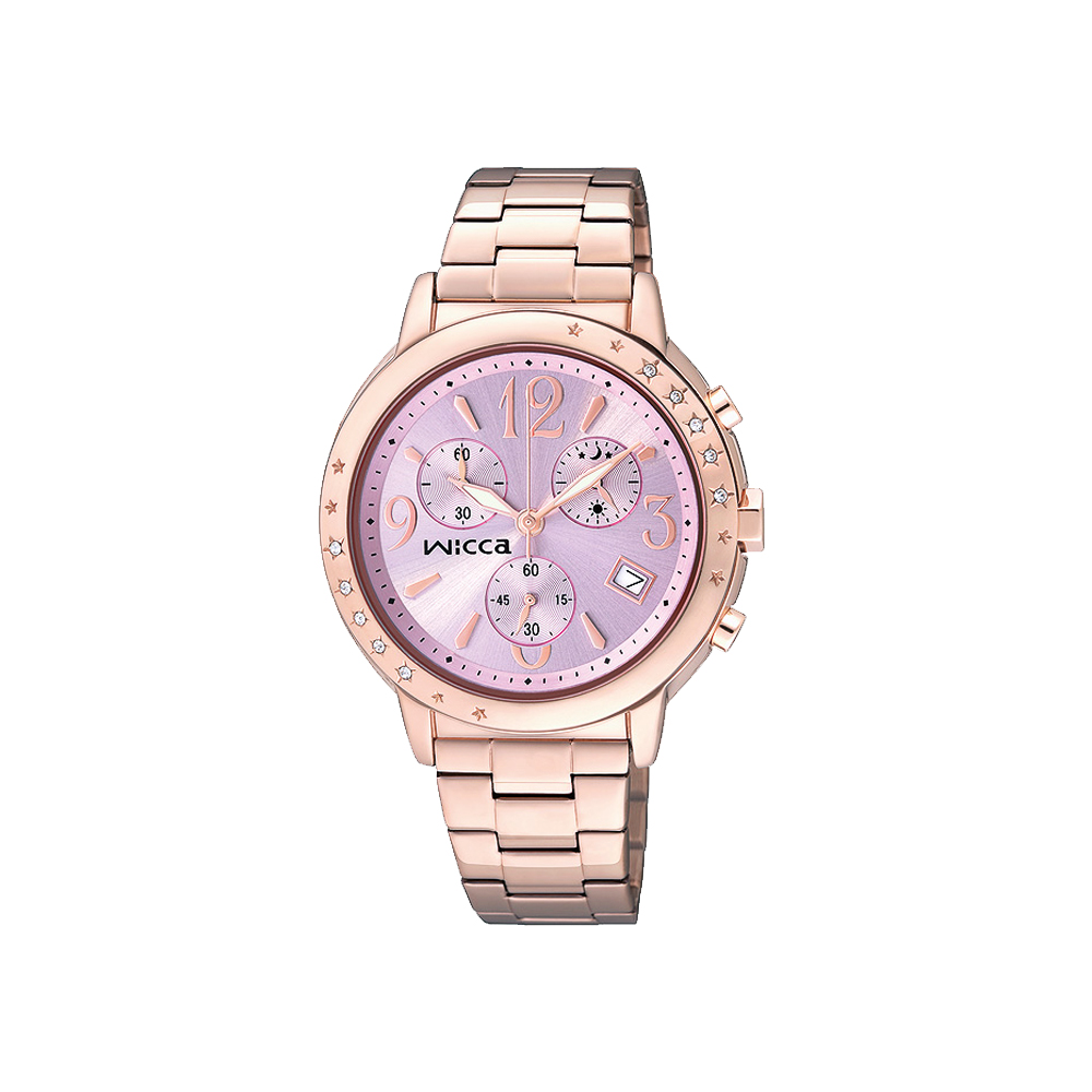 Wicca 夢幻星空施華洛世奇系列計時腕錶(BM1-121-91)-粉x玫塊金/34mm