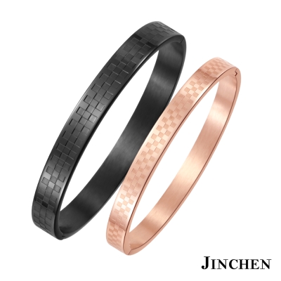 JINCHEN 白鋼格紋手環 情侶手環