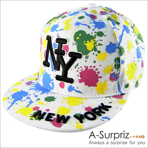 A-Surpriz 噴墨藝術塗鴨NY棒球帽(實搭白)