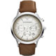 ARMANI Classic 義式三眼計時腕錶-銀灰x咖啡色錶帶/43mm product thumbnail 1