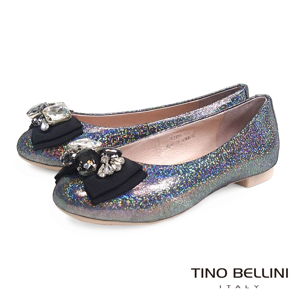 Tino Bellini 金屬光澤豪華鑽飾平底娃娃鞋_金屬灰