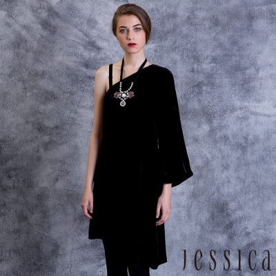 JESSICA - Venus 晚宴派對露肩洋裝（黑 / 附項鍊）