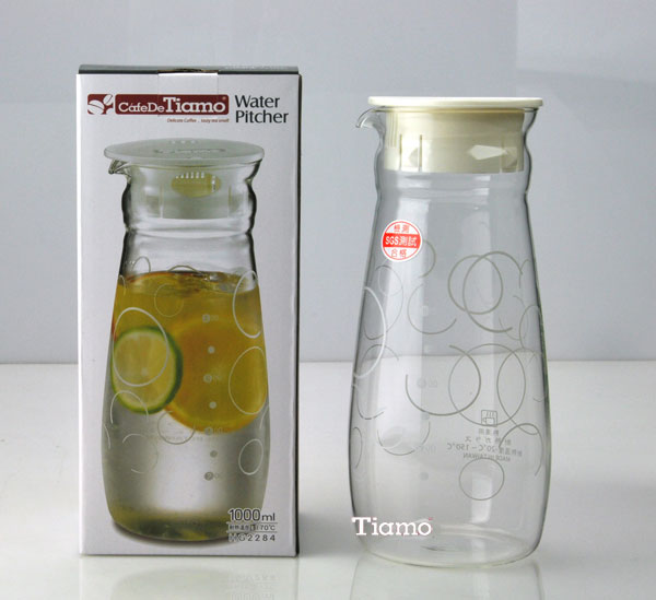 Tiamo 幾何圖案玻璃水壺 1.0L-白色款(HG2284)