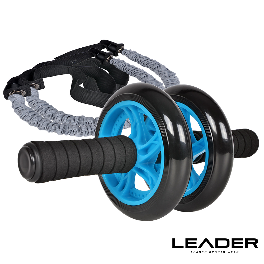 Leader X 超靜音滾輪健身器豪華組 健腹器 滾輪 附彈力繩 - 快速到貨