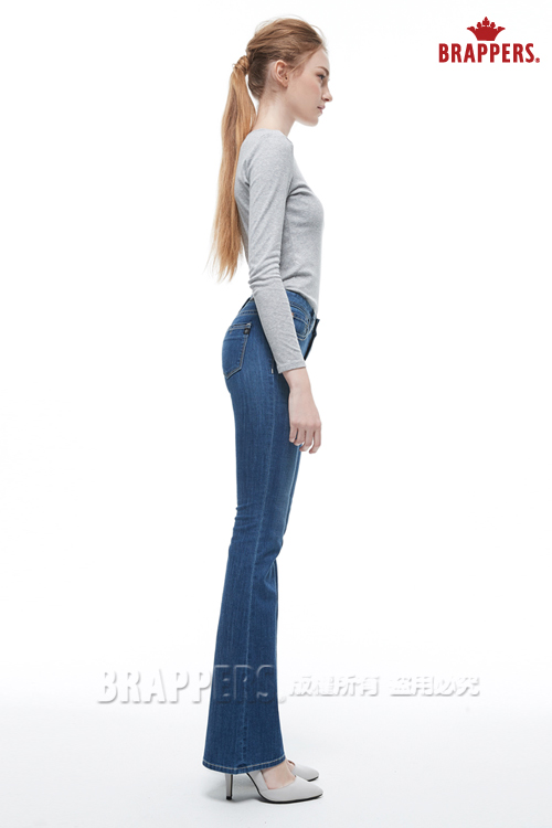 BRAPPERS 女款 新美腳ROYAL系列-女用中低腰彈性靴型褲-藍