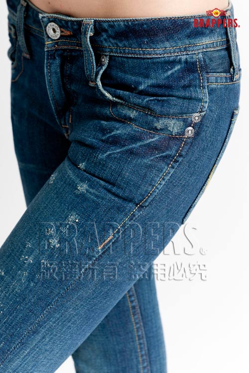 BRAPPERS 女款 女垮褲系列-女用小喇叭褲-藍