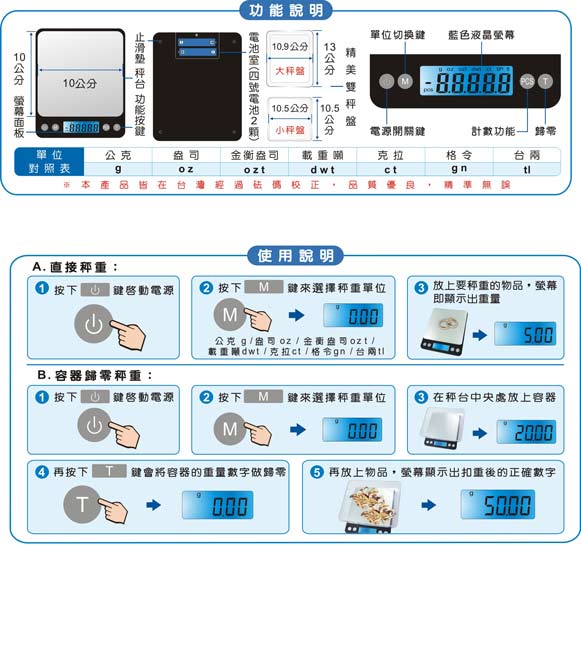 聖岡 PT-595 超微量大秤盤精準 電子秤(微量精準).