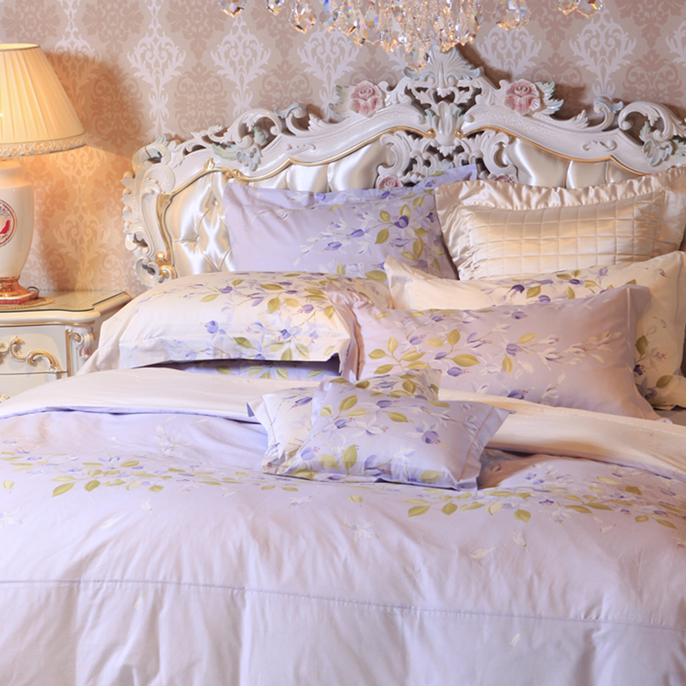 義大利La Belle 紫戀香頌 加大四件式舖棉兩用被床包組