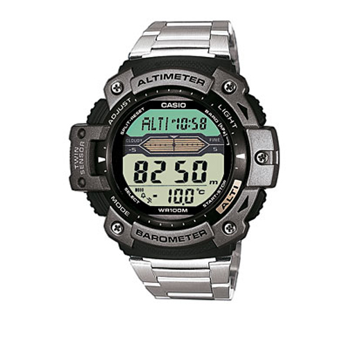 CASIO 登峰測高抗溫數位休閒錶(SGW-300HD-1A)-不銹鋼款