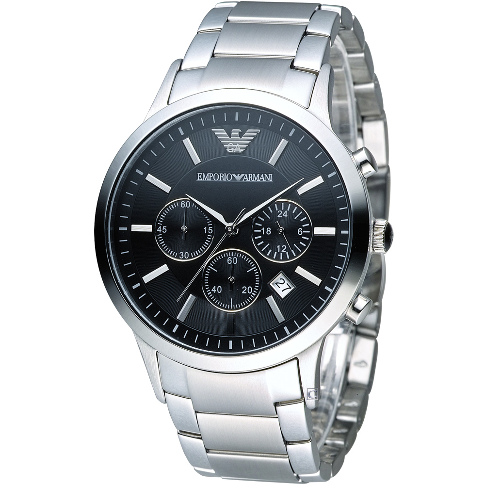 EMPORIO ARMANI Classic 時尚計時腕錶-黑鋼/43mm
