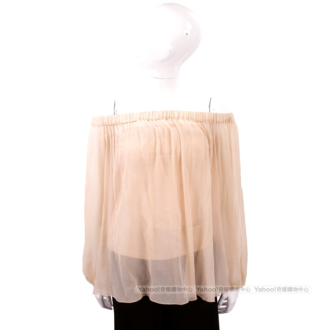 Max Mara-SPORTMAX 粉橘色一字領兩件式雪紡上衣