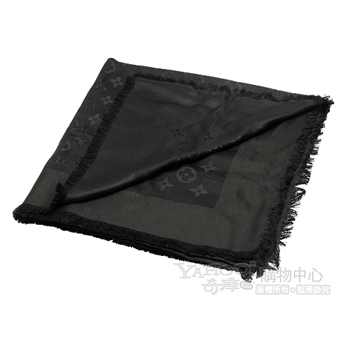 LV M71329 MONOGRAM印花絲羊毛披肩(黑)