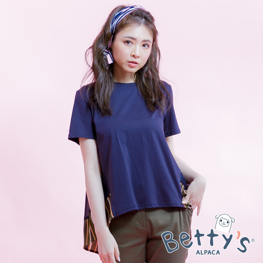 betty’s貝蒂思　雪紡拼接上衣(深藍)