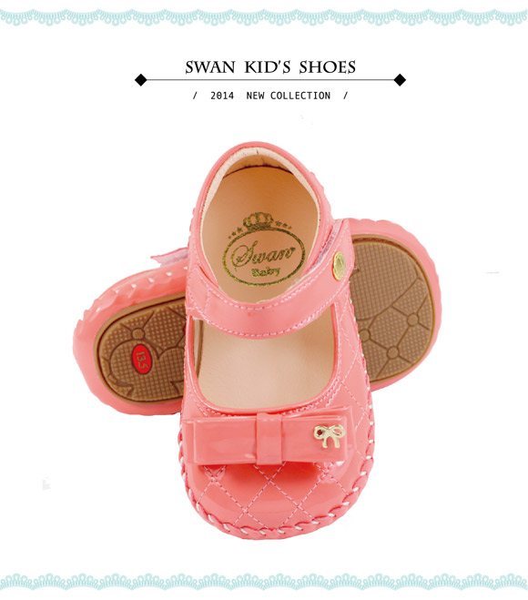 Swan天鵝童鞋-小甜心鏡面漆皮學步鞋 1465-桔