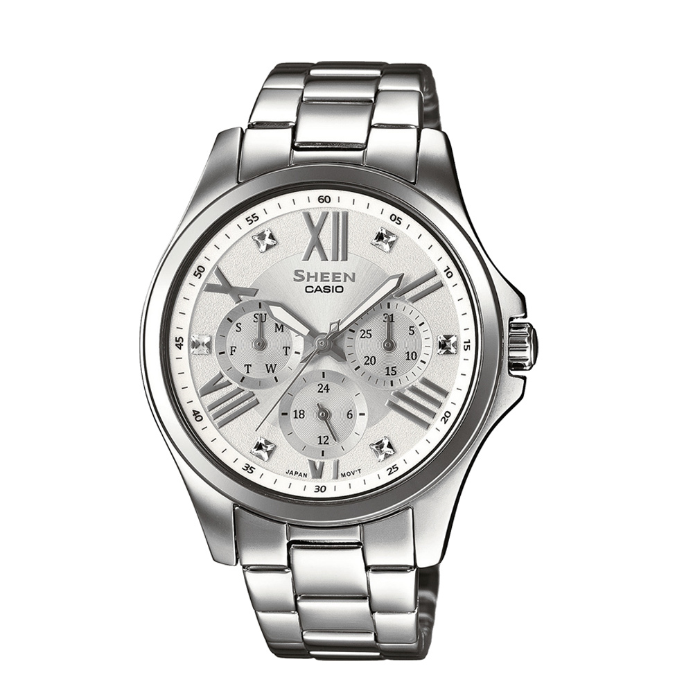 SHEEN 羅馬時刻SWAROVSKI風貌腕錶(SHE-3806D-7A)-銀/39.3mm