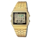 CASIO 復古風數字復刻地圖液晶顯示腕錶(A-500WGA-1A)-金X黑框/34mm product thumbnail 1