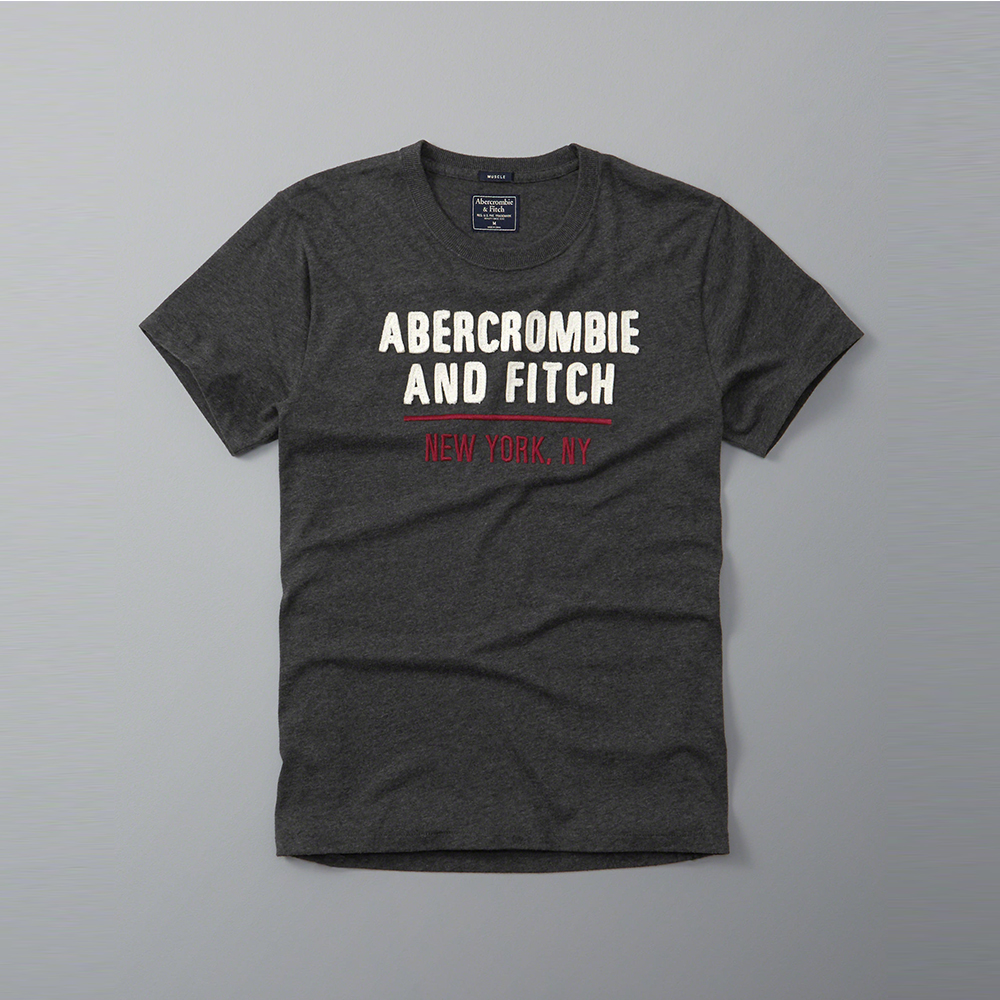 A&F 經典文字設計短袖T恤-灰色 AF Abercrombie