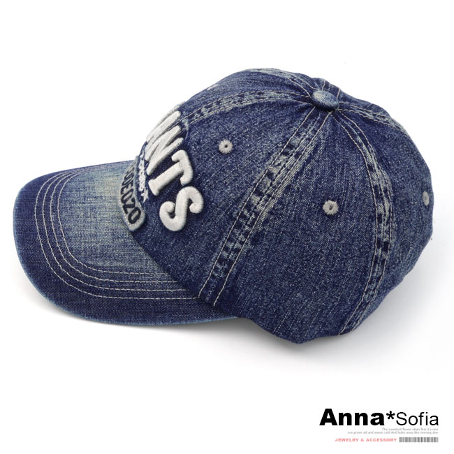 【滿額再75折】AnnaSofia 暈染做舊牛仔布質 運動棒球帽老帽(深藍系)
