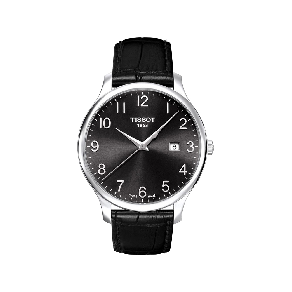 TISSOT 天梭 官方授權 Tradition 都會時尚大三針腕錶-黑/42mm T0636101605200