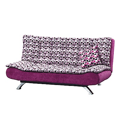 品家居 琳朵紫雙色堤花布展開式沙發床-188x96x86cm-免組