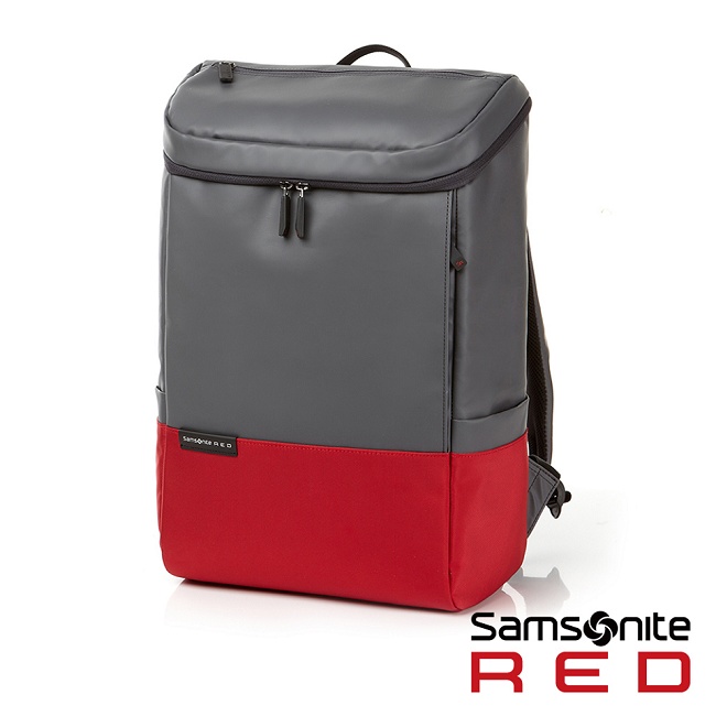 Samsonite RED PECKHAM長型上開式中性筆電後背包-14吋(灰/紅)