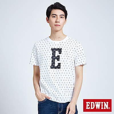 EDWIN 大E點點 LOGO短袖T恤-男-米白