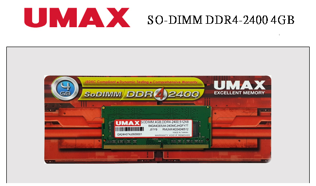 UMAX DDR4-2400 4GB筆記型記憶體